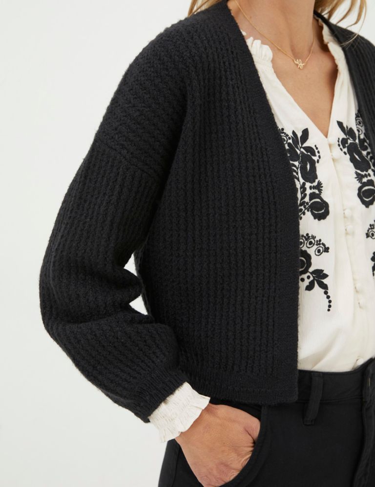 Cotton Rich Textured Ribbed Cardigan 4 of 4