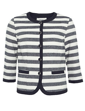 Cotton Rich Textured Striped Jacket Image 2 of 7