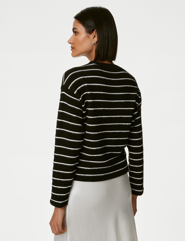 Cotton Rich Textured Striped Top, M&S Collection