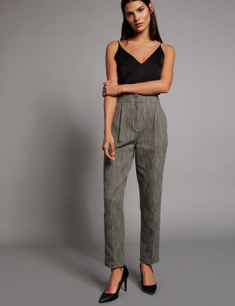 Cotton Rich Textured Tapered Leg Trousers 3 of 6
