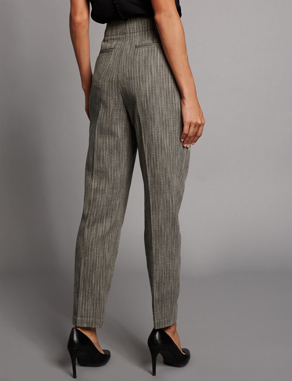 Cotton Rich Textured Tapered Leg Trousers 4 of 6