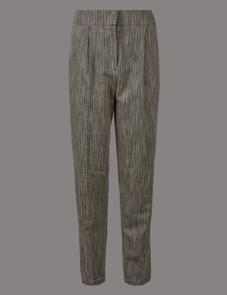 Cotton Rich Textured Tapered Leg Trousers 2 of 6