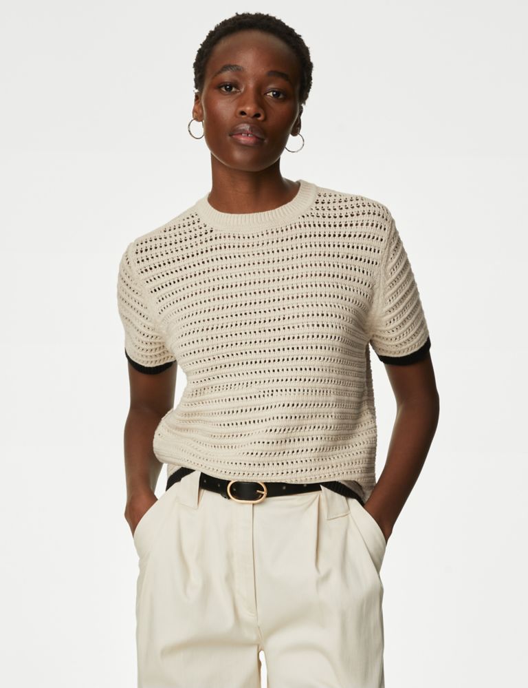 Cotton Rich Textured Tipped Knitted Top 4 of 6