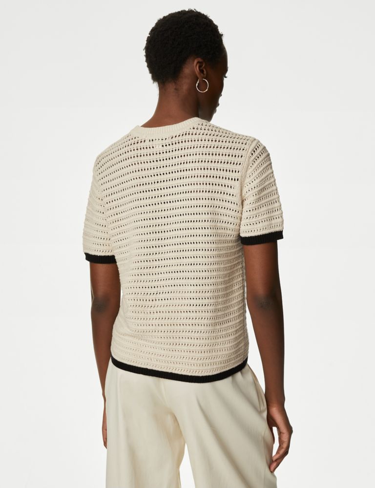 Cotton Rich Textured Tipped Knitted Top 5 of 6