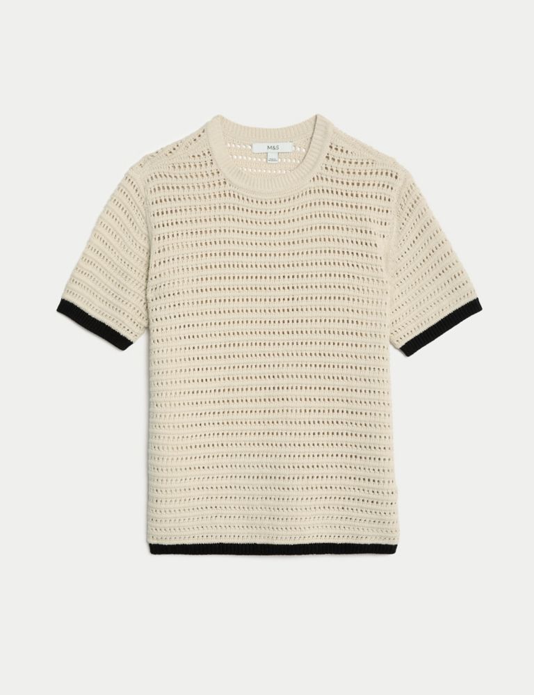 Cotton Rich Textured Tipped Knitted Top 2 of 6