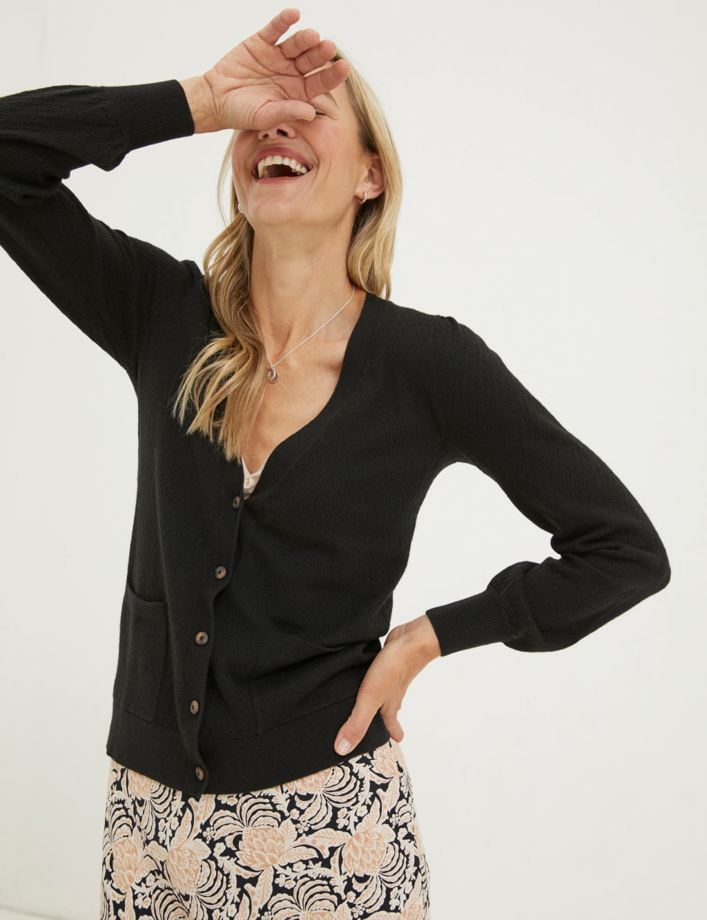 Cotton Rich Textured V Neck Cardigan FatFace M S