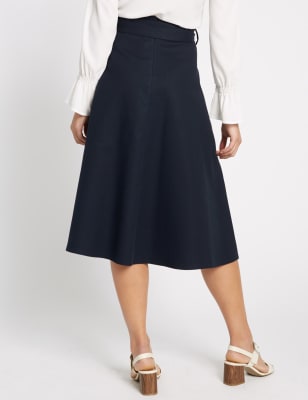 Cotton A-line Midi Skirt