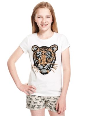 Tiger sequin adult T-shirt – The Little Tribe