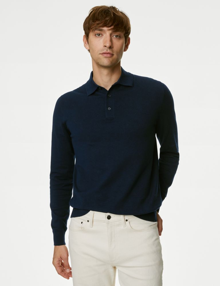 Cotton Rich Tipped Knitted Polo Shirt 4 of 5