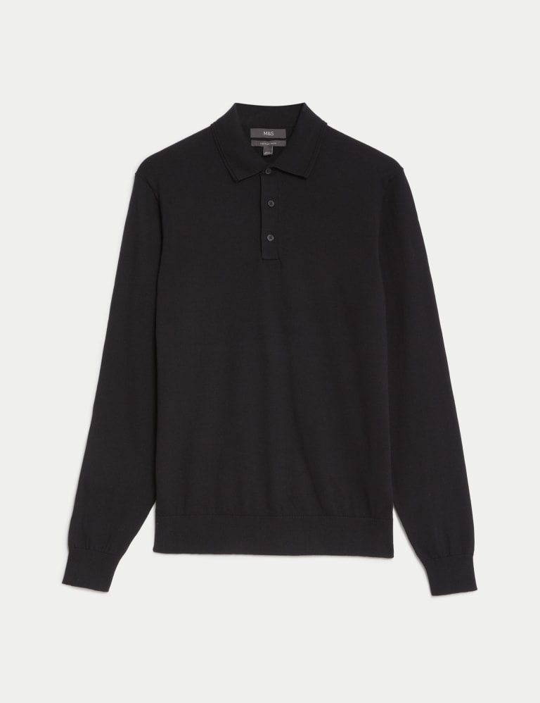 Black long 2024 sleeve polo shirt