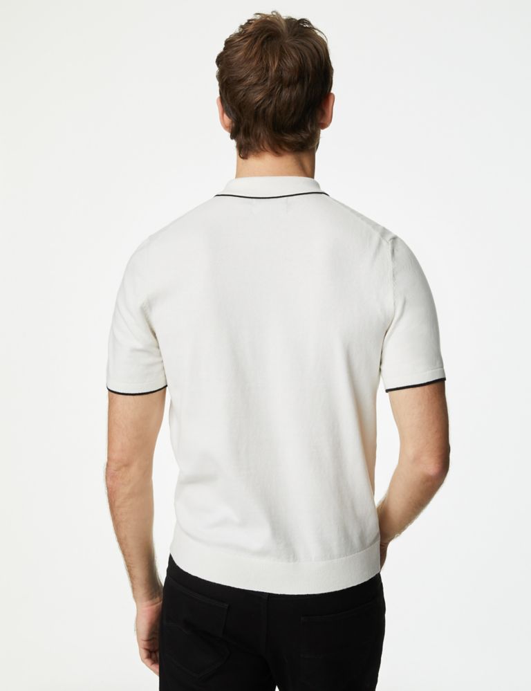 Cotton Rich Tipped Knitted Polo Shirt 5 of 5
