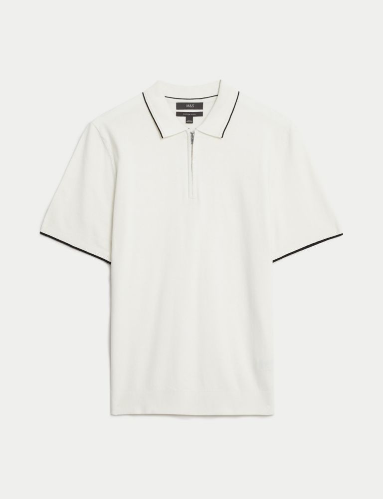 Cotton Rich Tipped Knitted Polo Shirt 2 of 5