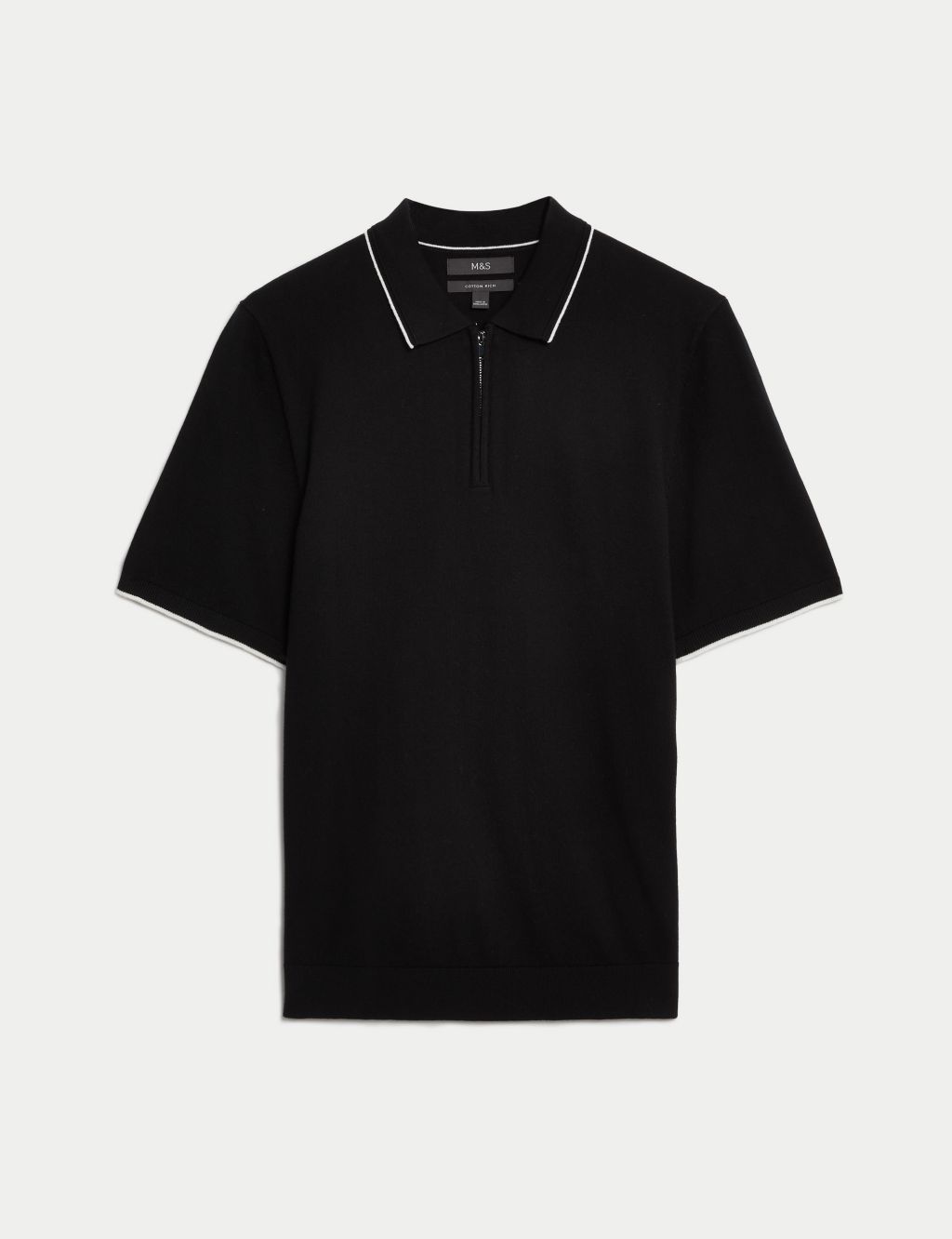 Cotton Rich Tipped Knitted Polo Shirt | M&S Collection | M&S
