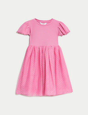 Cotton Rich Tulle Spotted Dress (2-8 Yrs) Image 2 of 4