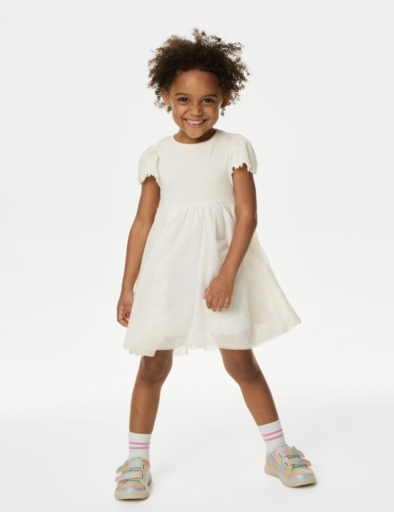 Cotton Rich Tulle Spotted Dress (2-8 Yrs) 1 of 4