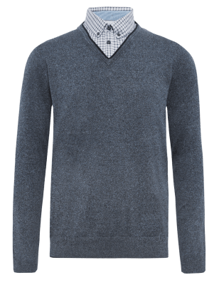 m & s mens mock shirt jumper