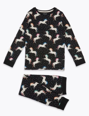 Cotton Rich Unicorn Print Pyjama Set 7 16 Yrs M S