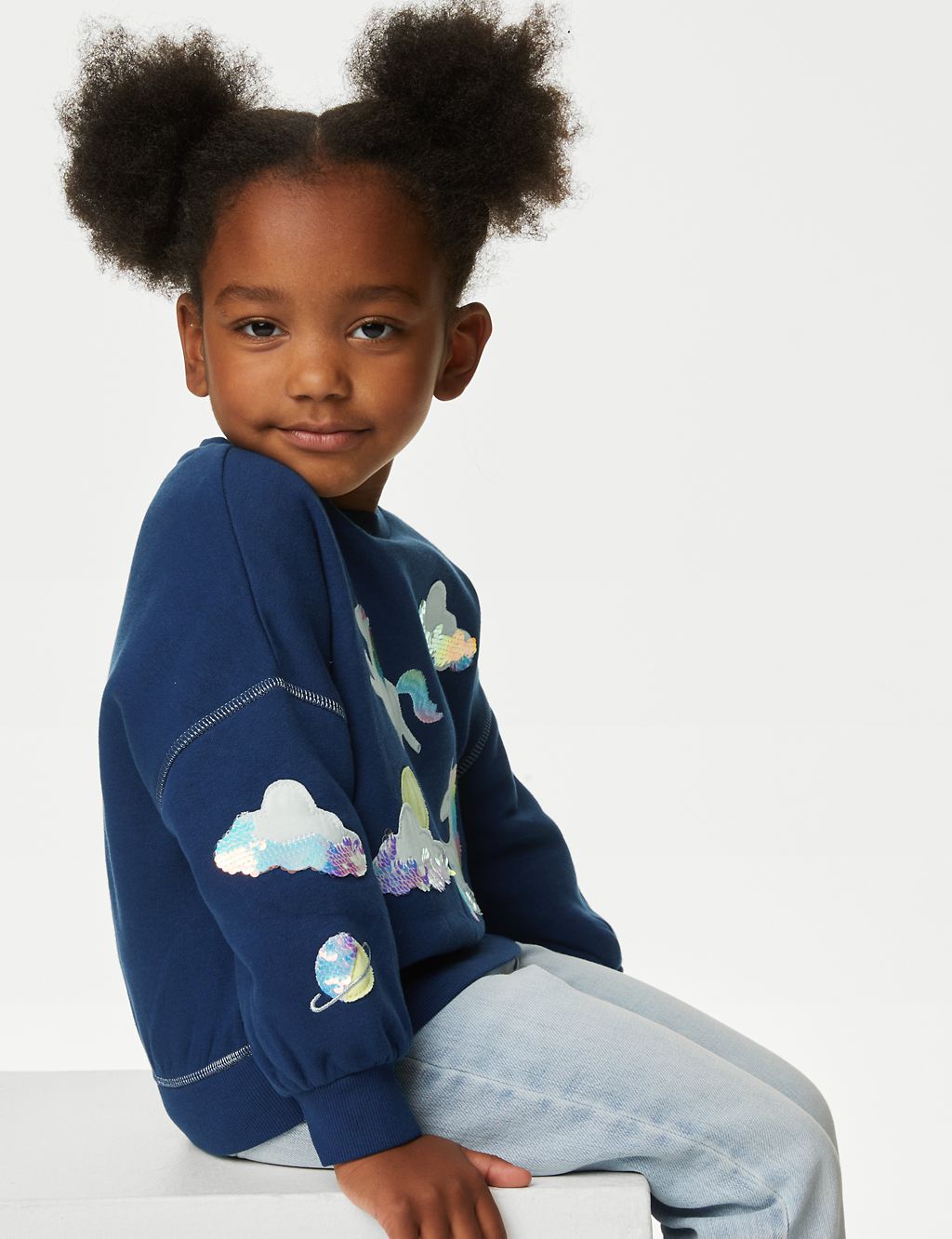 Cotton Rich Unicorn Sequin Sweatshirt (2-8 Yrs) | M&S Collection | M&S