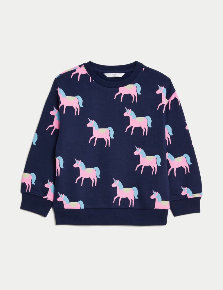 Cotton Rich Unicorn Sweatshirt (2-8 Yrs) | M&S Collection | M&S