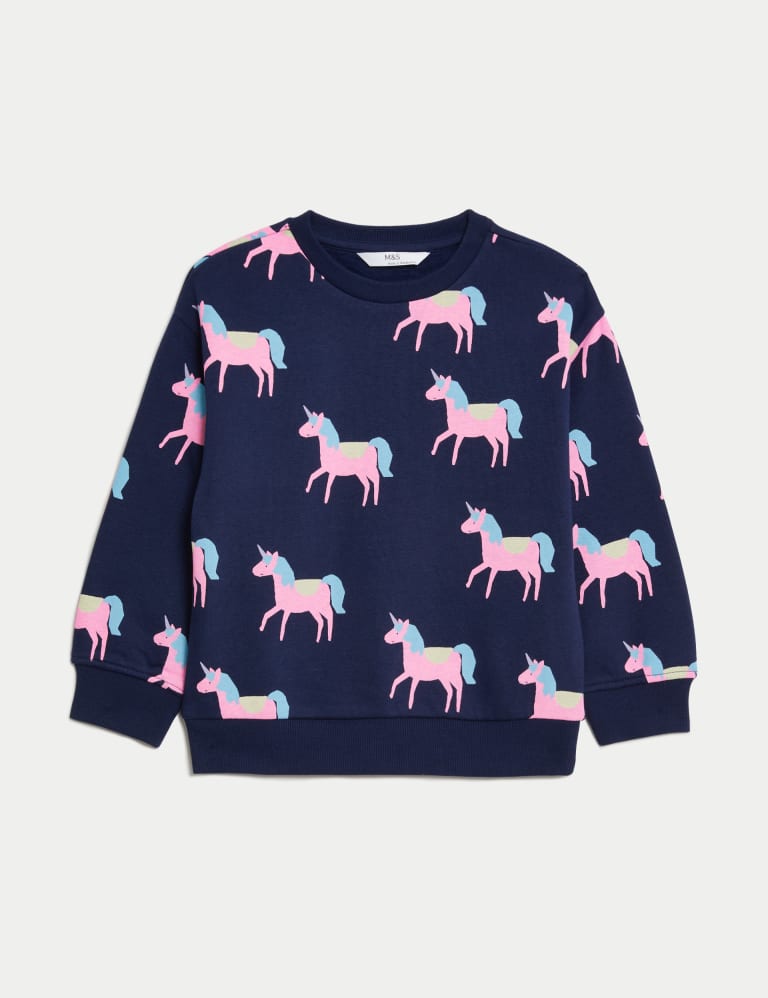 Cotton Rich Unicorn Sweatshirt (2-8 Yrs) | M&S Collection | M&S