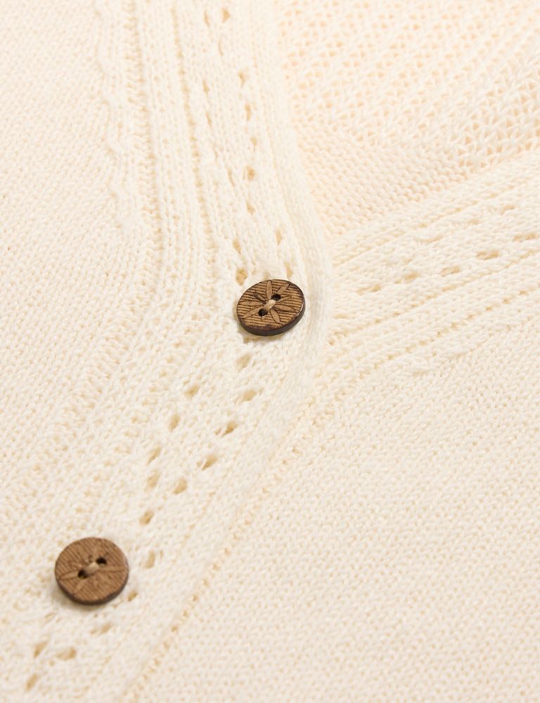 Cotton Rich V-Neck Button Front Cardigan 6 of 6