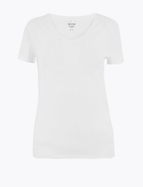 Cotton Rich V-Neck Fitted T-Shirt Image 2 of 4
