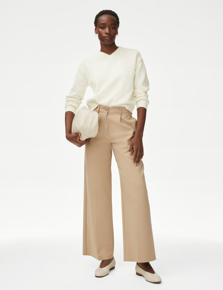 Cotton Rich V Neck Jumper With Merino Wool M S Collection M S