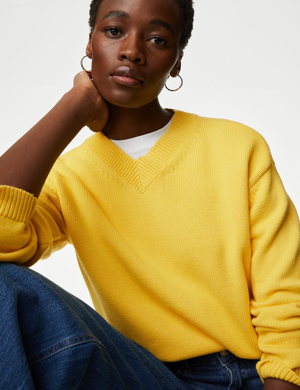Cotton Rich V-Neck Jumper With Merino Wool 4 of 6
