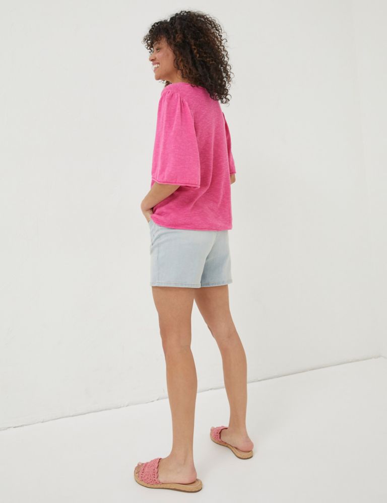 Cotton Rich V-Neck Knitted Top with Linen 3 of 6