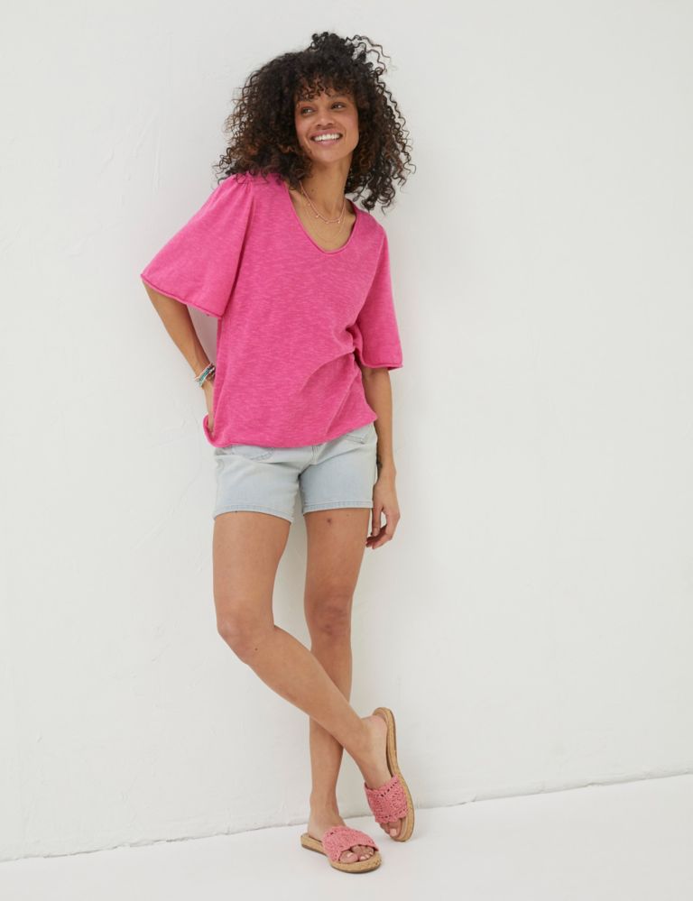 Cotton Rich V-Neck Knitted Top with Linen 5 of 6