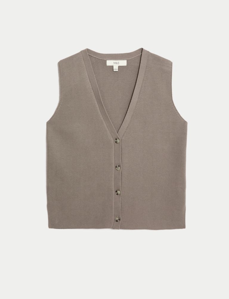 Cotton Rich V-Neck Knitted Waistcoat 2 of 7
