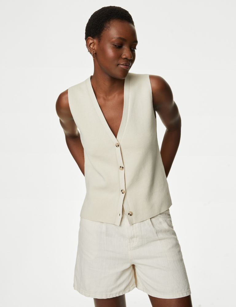Cotton Rich V-Neck Knitted Waistcoat 3 of 7