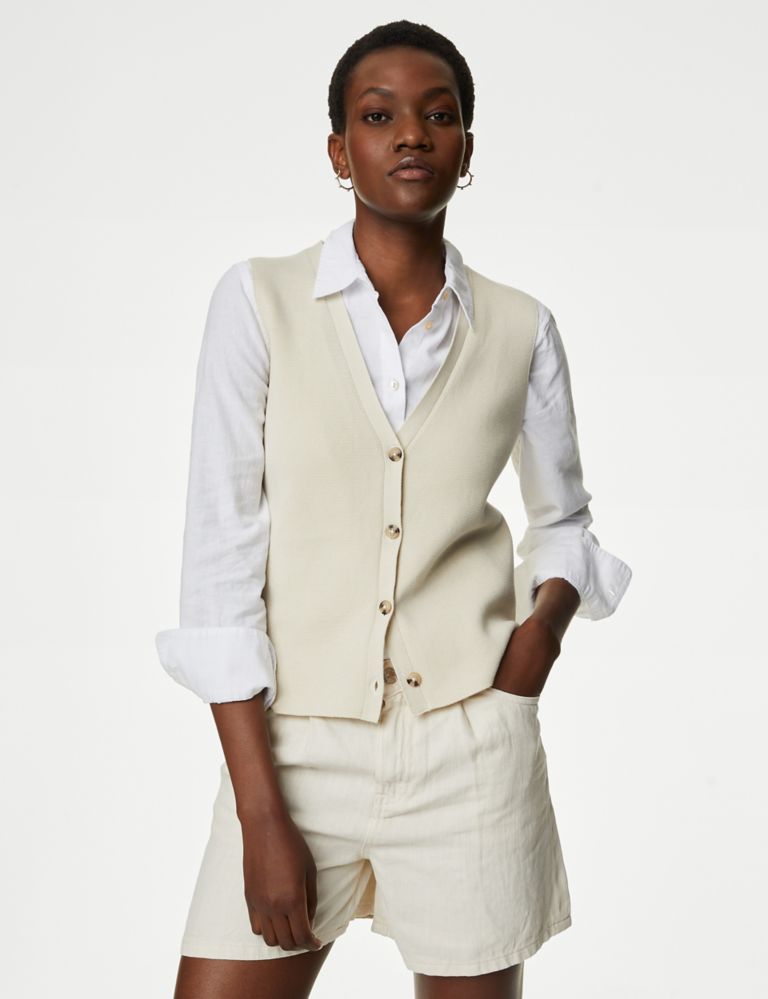 Cotton Rich V-Neck Knitted Waistcoat 6 of 7
