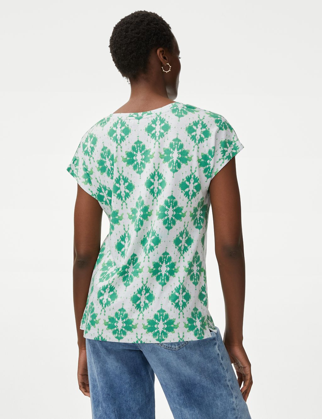 Cotton Rich V-Neck Printed Longline T-Shirt 5 of 5