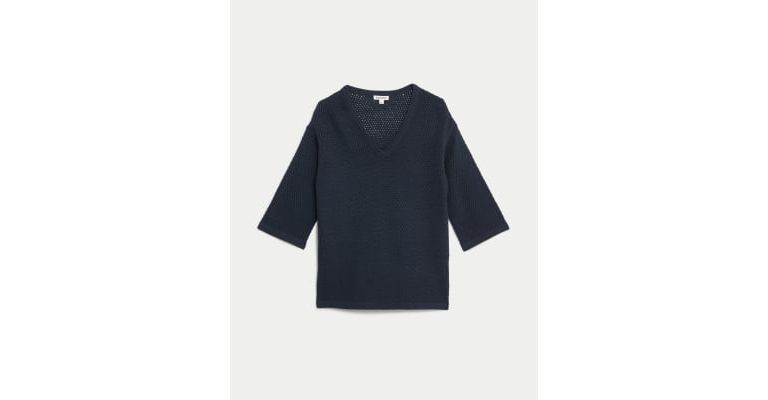 Cotton Rich V-Neck Relaxed Jumper 2 of 7