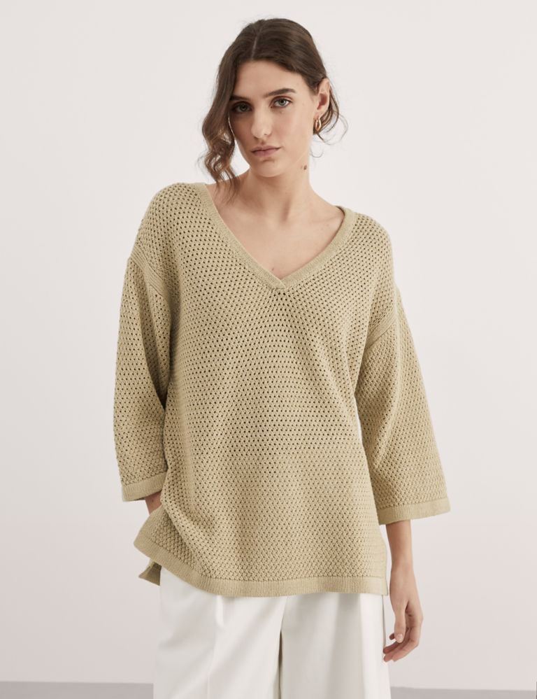 Cotton Rich V-Neck Relaxed Jumper 4 of 7