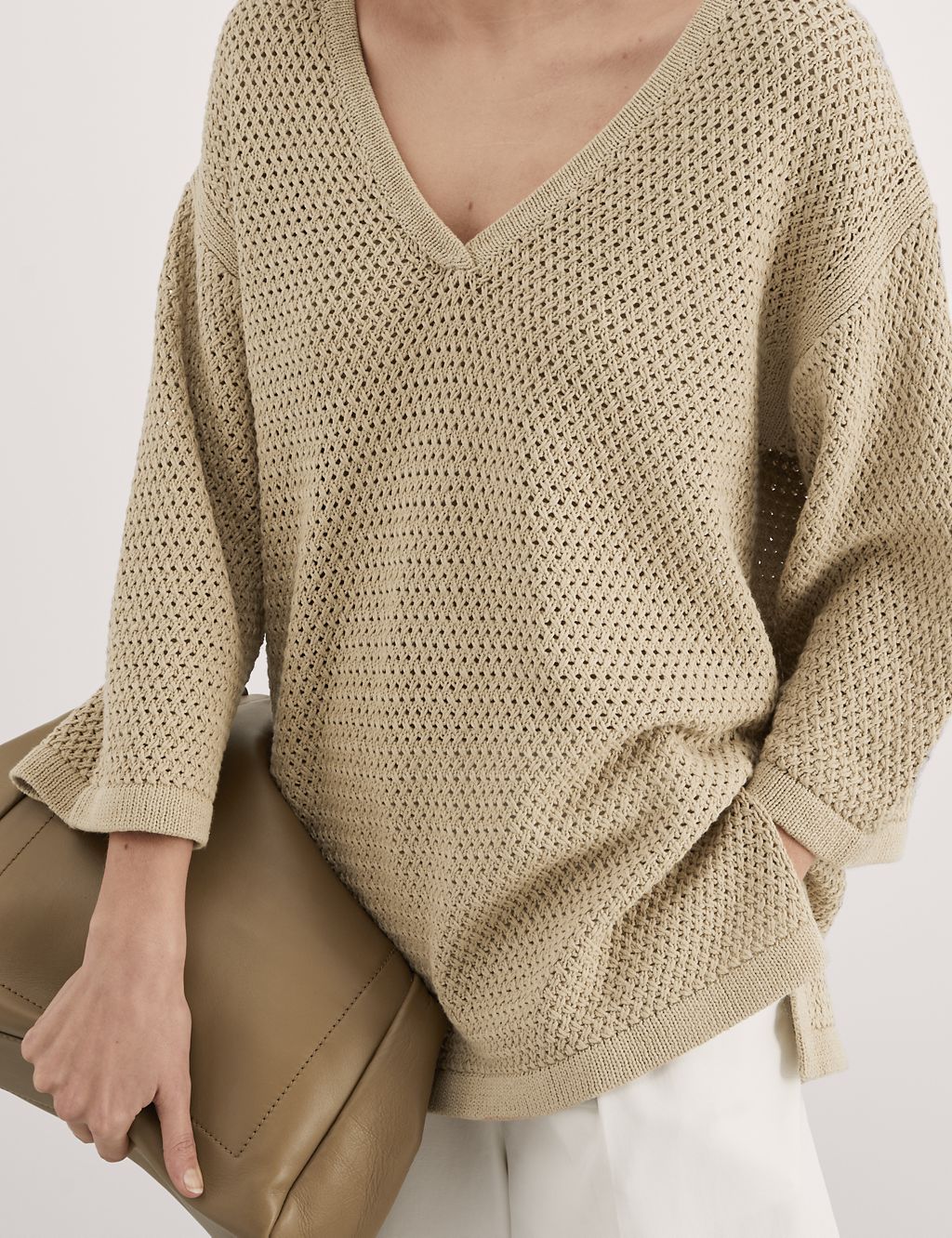 Cotton Rich V-Neck Relaxed Jumper 4 of 7