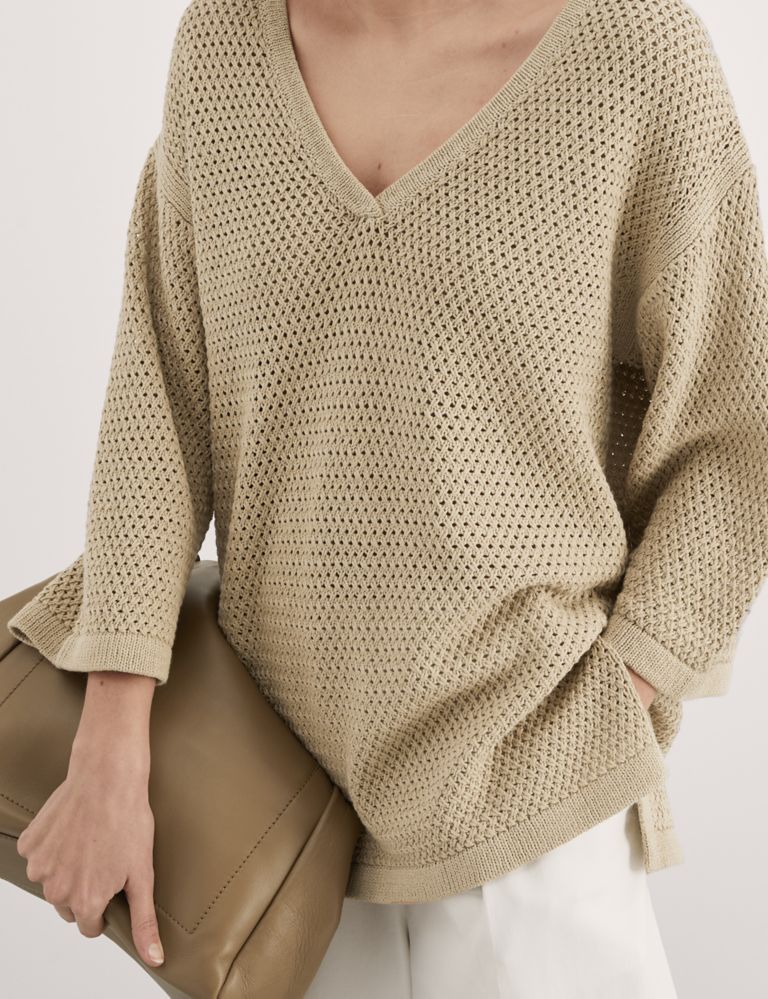 Cotton Rich V-Neck Relaxed Jumper 6 of 7