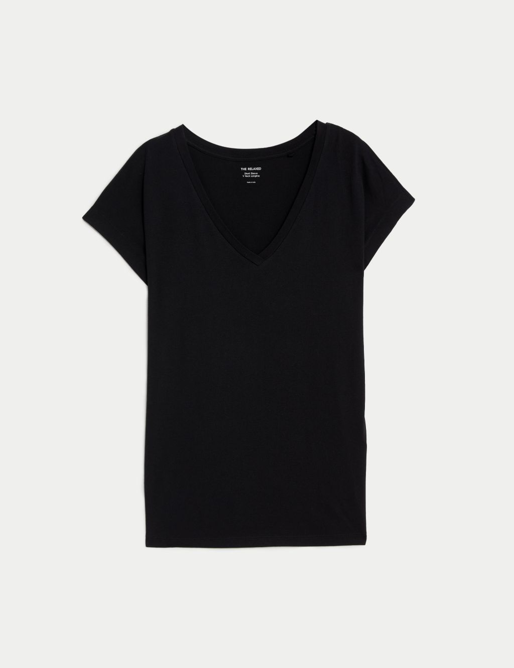 Cotton Rich V-Neck Relaxed Longline T-Shirt 1 of 5