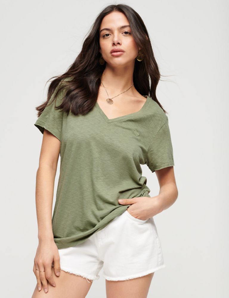 Cotton Rich V-Neck Relaxed T-Shirt 1 of 3