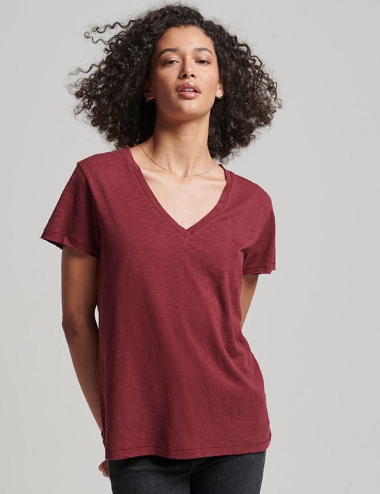Cotton Rich V-Neck Relaxed T-Shirt 1 of 5
