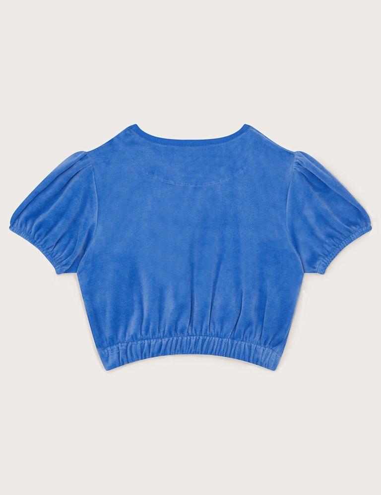 Cotton Rich Velour Puff Sleeve Top (3-13 Yrs) 2 of 3