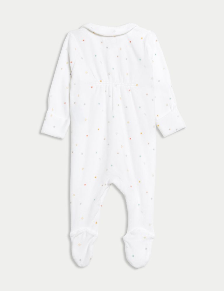 Cotton Rich Velour Stars Sleepsuit (7lbs-1 Yrs) 3 of 7