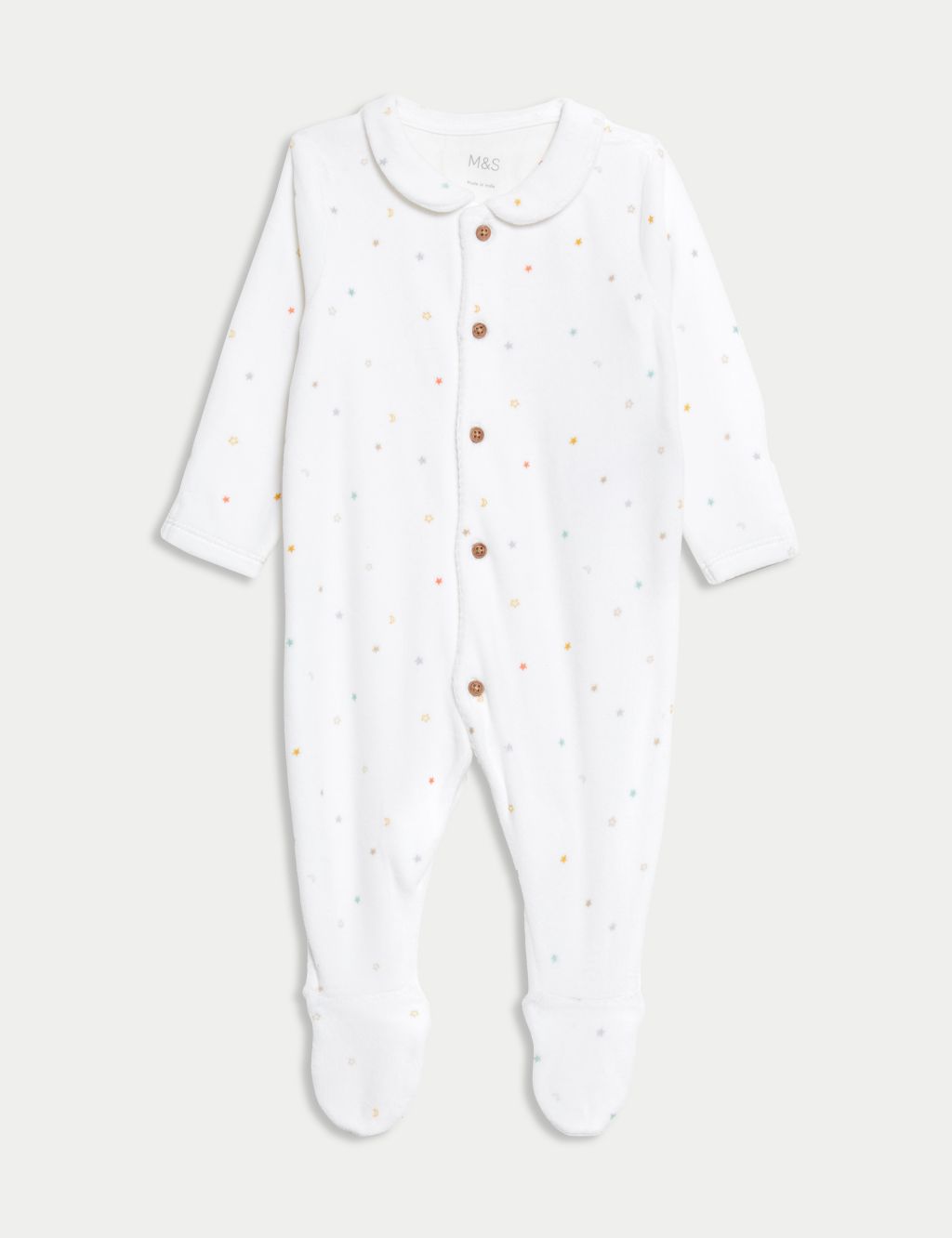 Cotton Rich Velour Stars Sleepsuit (7lbs-1 Yrs) 1 of 7