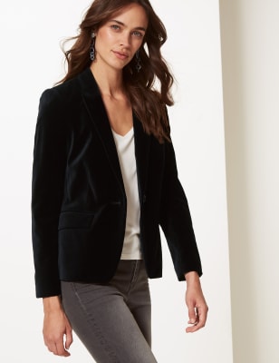 black velour blazer womens