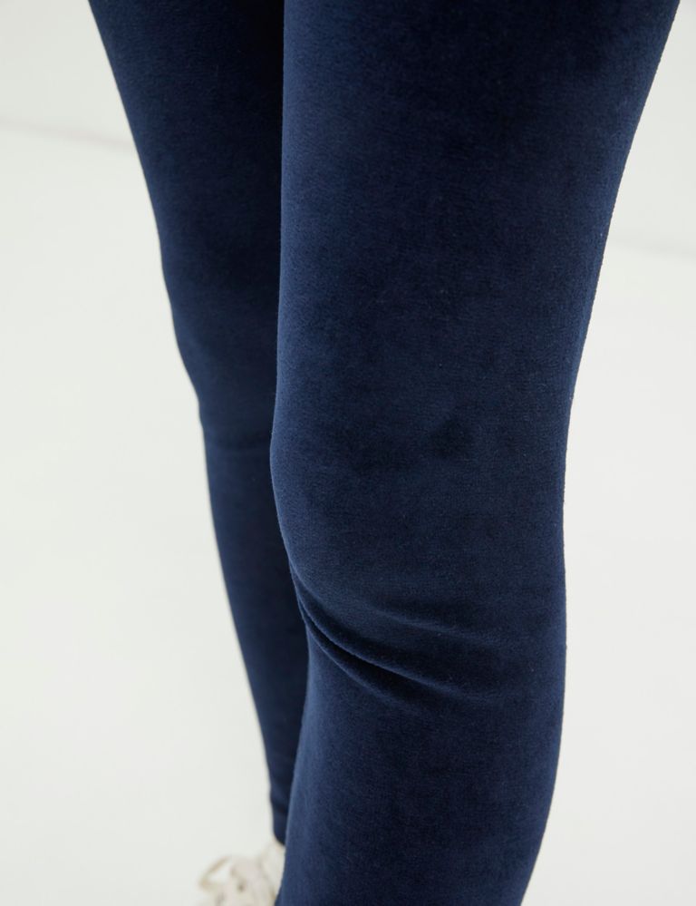 Velvet pure cotton tights Navy blue