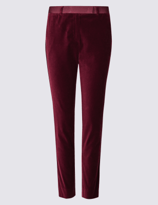 black velvet slim leg trousers