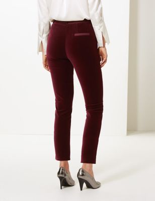 Riche Red Velvet Pants in Slim Fit