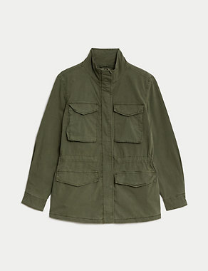 Cotton Rich Waisted Utility Jacket Image 2 of 6