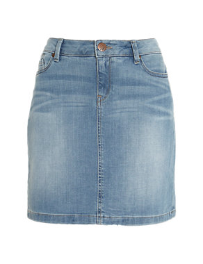 Cotton Rich Washed Look Denim Mini Skirt Image 2 of 4